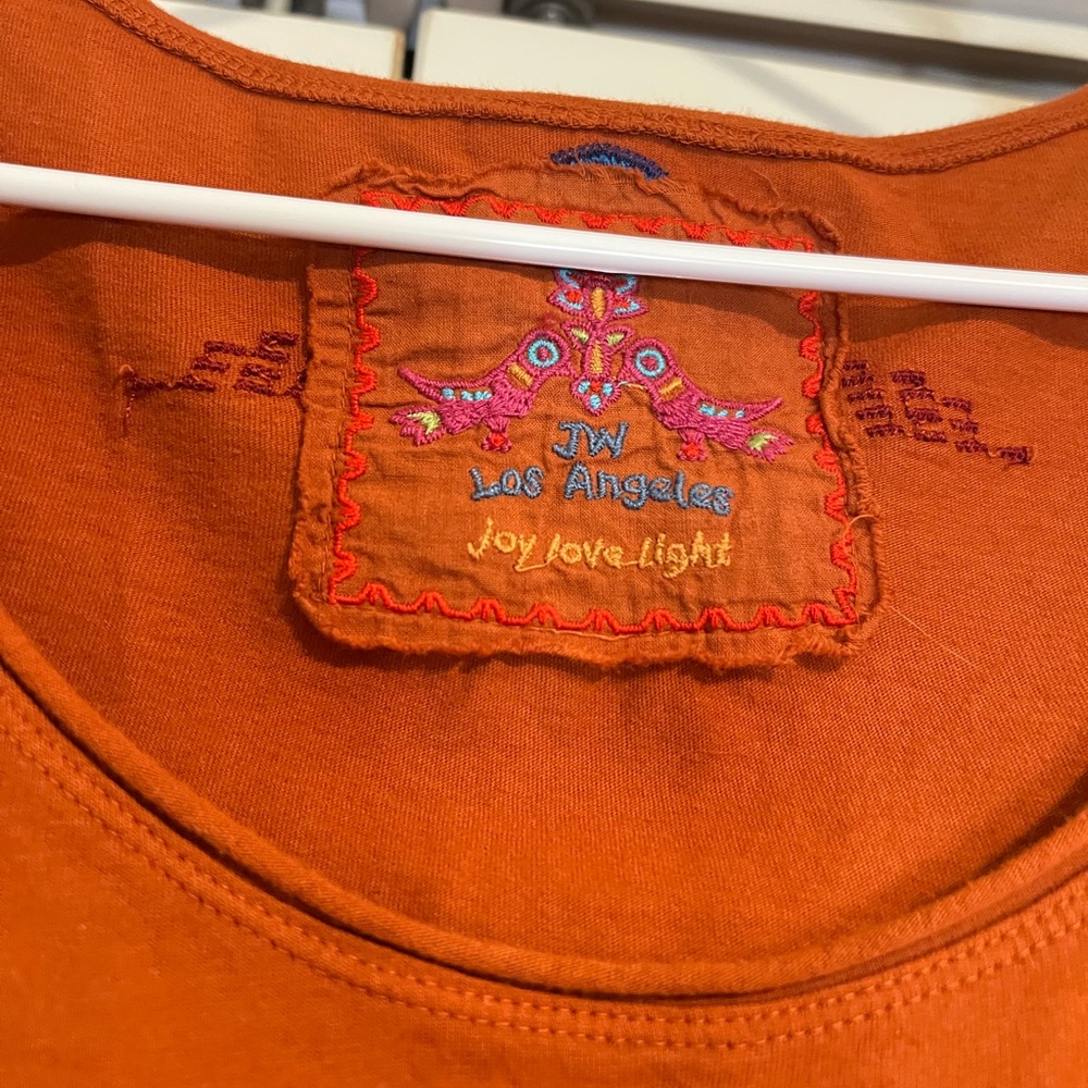 Johnny Was Burnt Orange Embroidered Long Sleeve Shirt - Picture 2 of 3